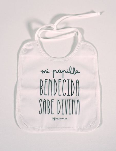 Babero infantil - Mi papilla bendecida sabe divina (blanco y negro) Babero infantil - Mi papilla bendecida sabe divina (blanco y negro)