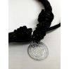 Pulsera cuero trenzado · Medalla de San Benito plata de ley 15 mm