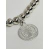 Pulsera · Medalla de San Benito en plata de ley · bolas de acero con baño de plata