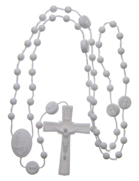 25 Rosario nylon blanco Nuestra Señora de Fatima 6 mm 25 Rosario nylon blanco Nuestra Señora de Fatima 6 mm