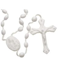 25 white nylon rosary -...