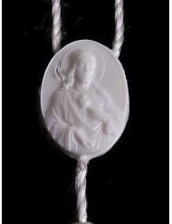 25 white nylon rosary - open and close