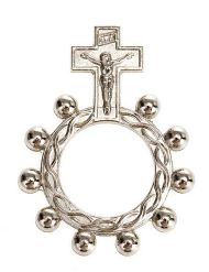 Denario rosario anillo plateado o dorado