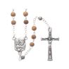 Caja de olivo imagen Sagrada Familia con rosario de madera