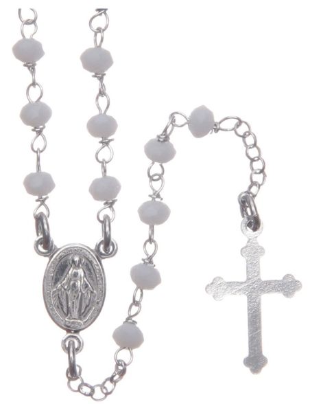 Rosary in 925 silver Classic white Miraculous Virgin