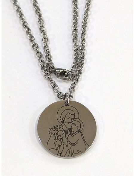 Gargantilla · "San José" Cadena y medalla acero 2,5 cm