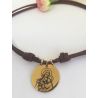 Gargantilla · "San José" Medalla y bolas Acero dorado cordón antelina