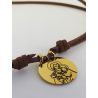 Gargantilla · "San José" Medalla y bolas Acero Dorado cordón antelina