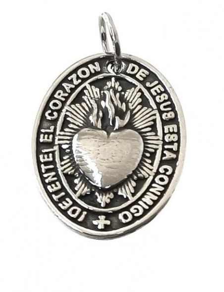 Medalla detente Corazón de Jesús - plata de ley