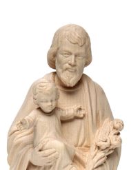 San José con el Niño Jesús en Madera Natural (12 cm) realista