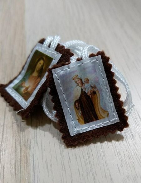 Escapulario de tela · Virgen María - Sagrado Corazón de Jesús