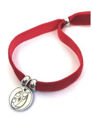 Pulsera de Navidad · Sagrada Familia (Medalla Acero 1,8cm, terciopelo y abalorios)