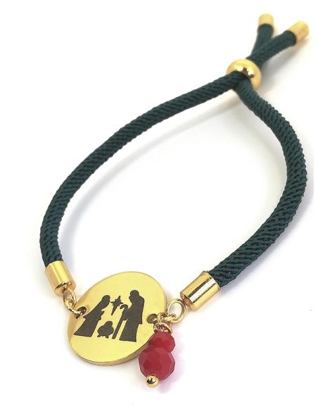 Pulsera de Navidad · Belén (Medalla y cierre en Acero inox dorada 1,8cm y piedras) Pulsera de Navidad · Belén (Medalla y cierre en Acero inox dorada 1,8cm y piedras)