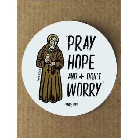 Pegatina · Padre Pío: Reza, espera y no te preocupes