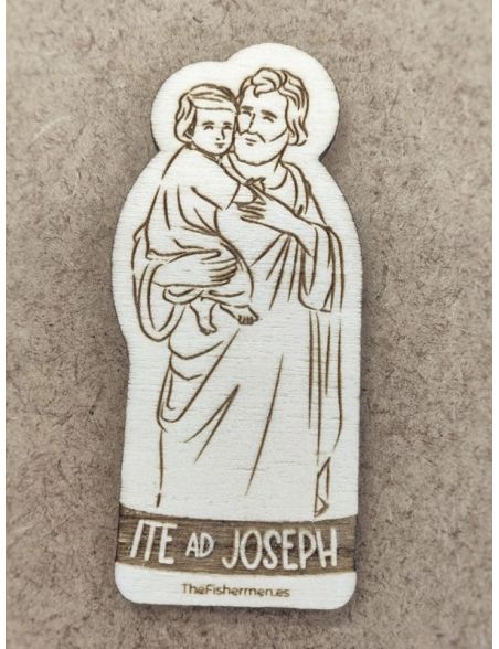 Imán de madera · Ite Ad Joseph (Acudid a San José)