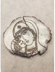 Imán de madera · Icono de la Virgen María