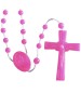 25 Rosarios Nylon Fluorescente Fucsia