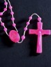 25 Rosarios Nylon Fluorescente Fucsia