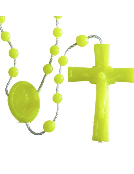 25 Rosarios Nylon Fluorescente amarillo