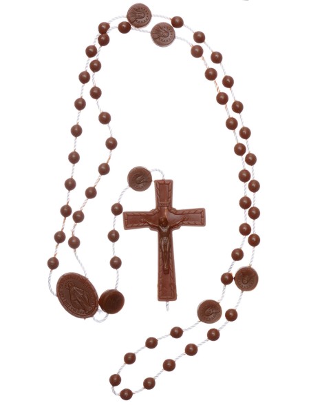 25 Rosarios marrón nylon Virgen de la Medalla Milagrosa