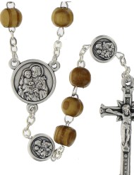 Rosario metal madera San José (3 cuentas)