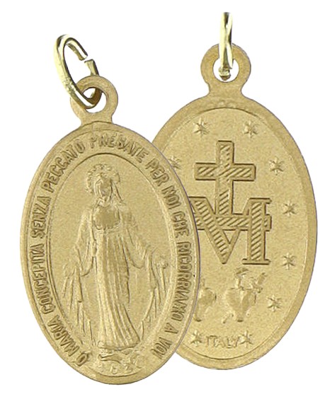 Medalla milagrosa aluminio dorada 22x15 mm