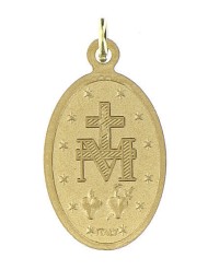 Medalla milagrosa aluminio dorada 22x15 mm
