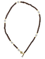 Rosario pulsera granos madera cilíndricos San Benito joven