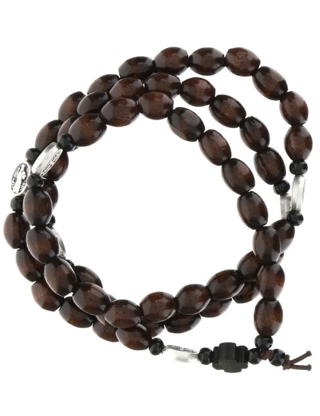 Rosario pulsera San Benito granos ovalados madera