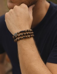 Rosario pulsera para jóvenes olivo bicolor elástico San Benito