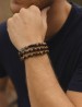 Rosario pulsera para jóvenes olivo bicolor elástico San Benito