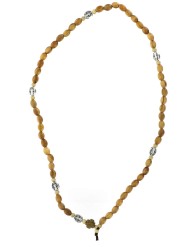Rosario pulsera olivo claro San Benito elástico granos ovalados