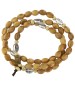 Rosario pulsera olivo claro San Benito elástico granos ovalados
