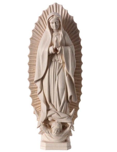 Virgen de Guadalupe madera natural (12 cm)