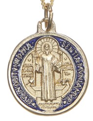 Medalla de San Benito - metal dorado 2cm