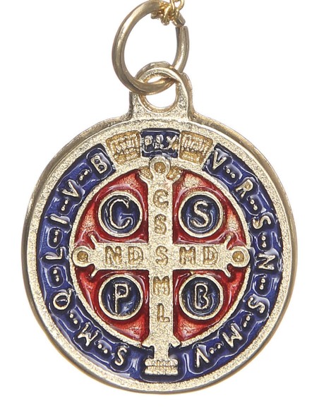 Medalla de San Benito - metal dorado 2cm