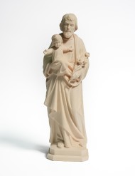 San José con el Niño Jesús en Madera Natural (12 cm) realista